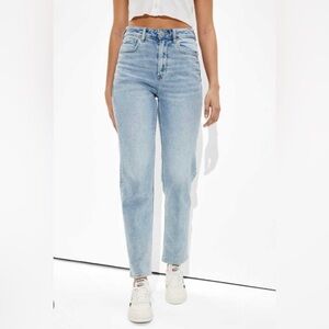 American Eagle Stretch Mom Straight Jean 'Light Aglow' Blue Light Wash